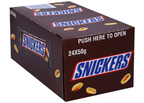Snickers candy bar box e1746844174442 - Candy Retailer Snickers