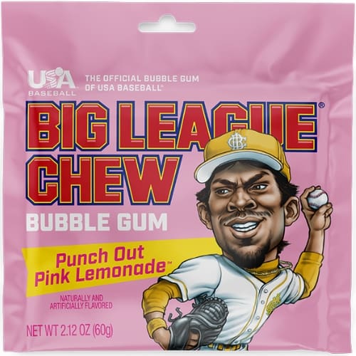 Big League Chew Punch Out Pink Lemonade - Candy Retailer Big League Chew Punch Out Pink Lemonade