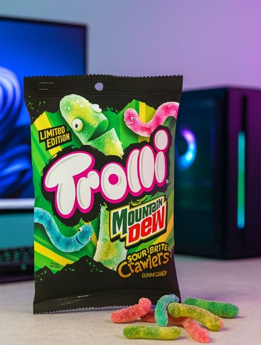 Trolli Mountain Dew Sour Brite Crawlers Gummy Candy - Candy Retailer Trolli Mountain Dew Sour Brite Crawlers Gummy Candy
