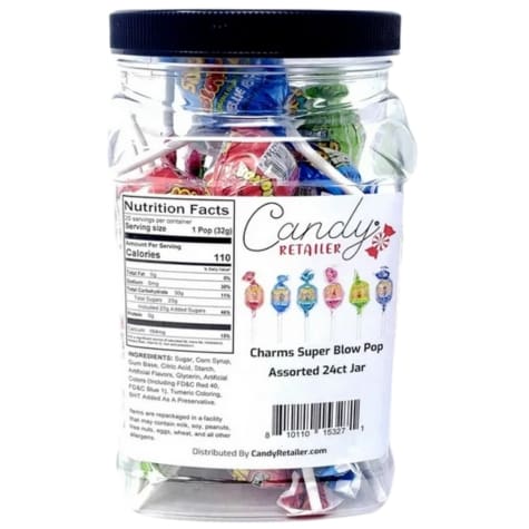 Candy Retailer Charms Super Blow Pop Assorted 24ct Jar - Candy Retailer Candy Retailer Charms Super Blow Pop Assorted ct Jar