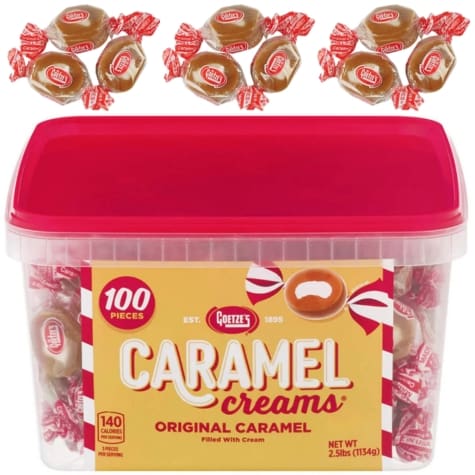 Goetzes Caramel Creams 100ct Tub - Candy Retailer Goetzes Caramel Creams ct Tub