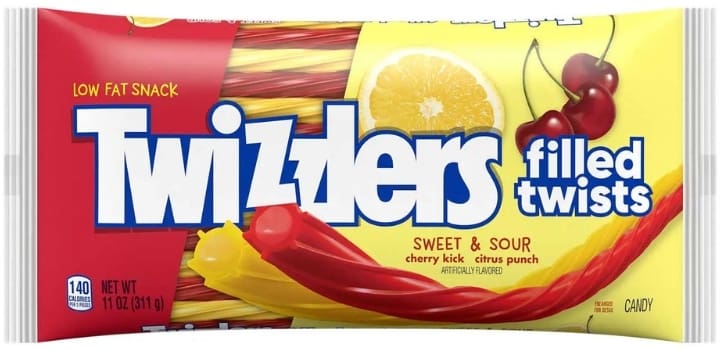 Twizzlers Sweet Sour Cherry Kick Citrus Punch Filled Twists